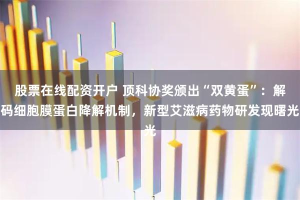 股票在线配资开户 顶科协奖颁出“双黄蛋”：解码细胞膜蛋白降解机制，新型艾滋病药物研发现曙光