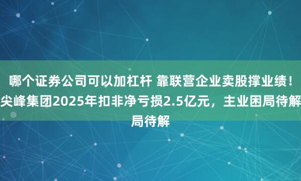 哪个证券公司可以加杠杆 靠联营企业卖股撑业绩!尖峰集团2025年扣非净亏损2.5亿元,主业困局待解